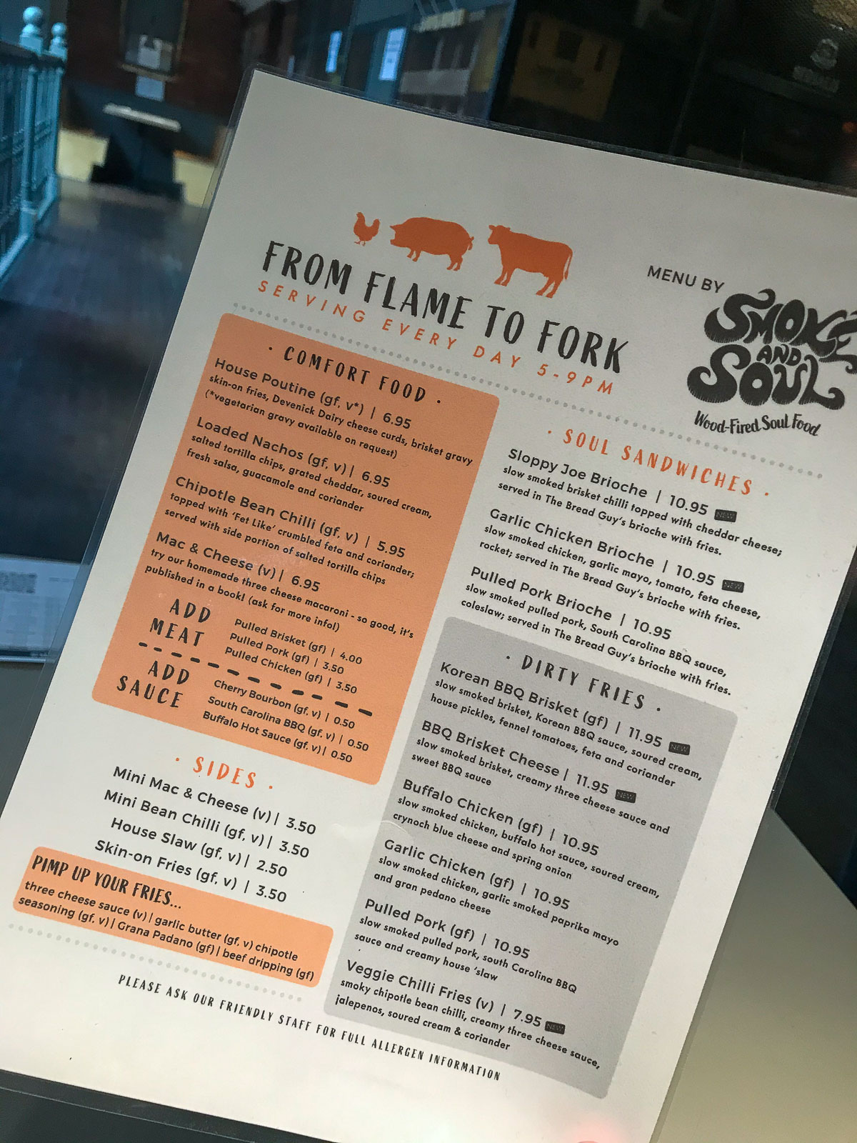 Smoke and Soul Menu